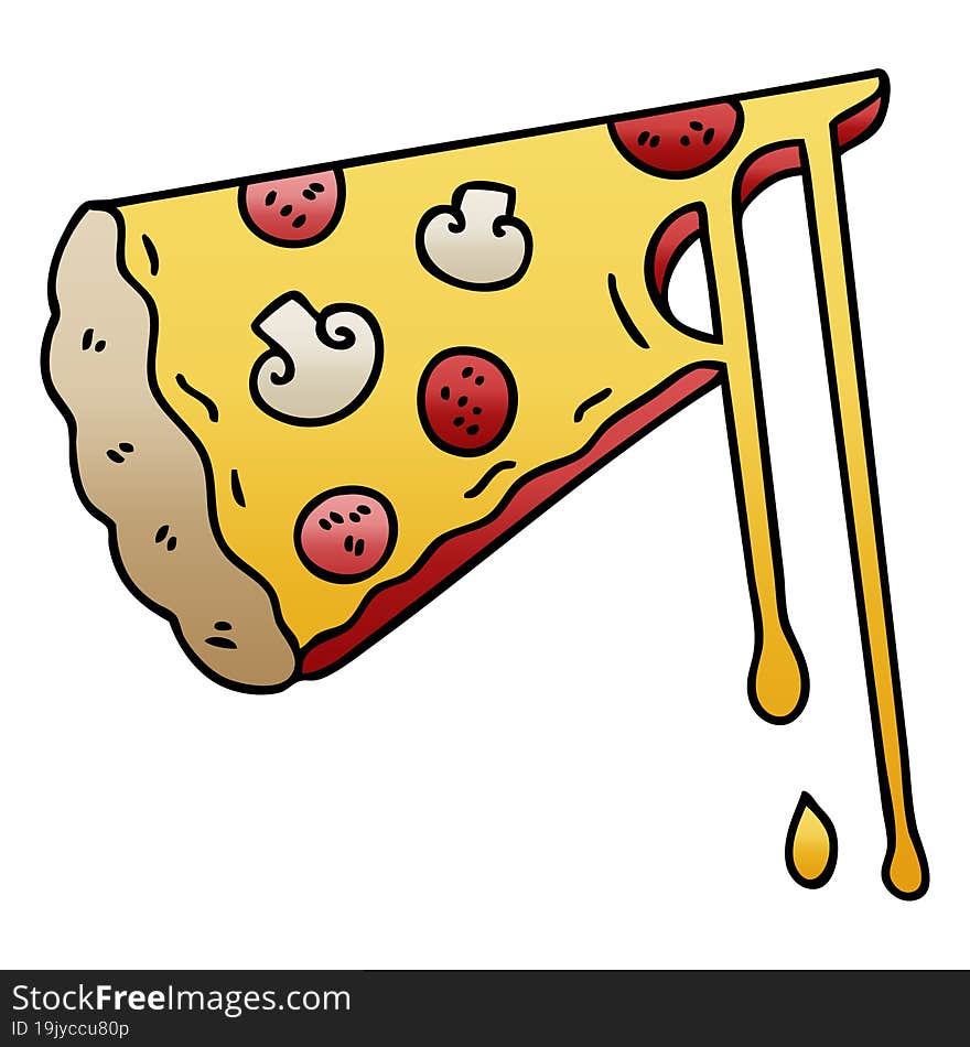 quirky gradient shaded cartoon cheesy pizza