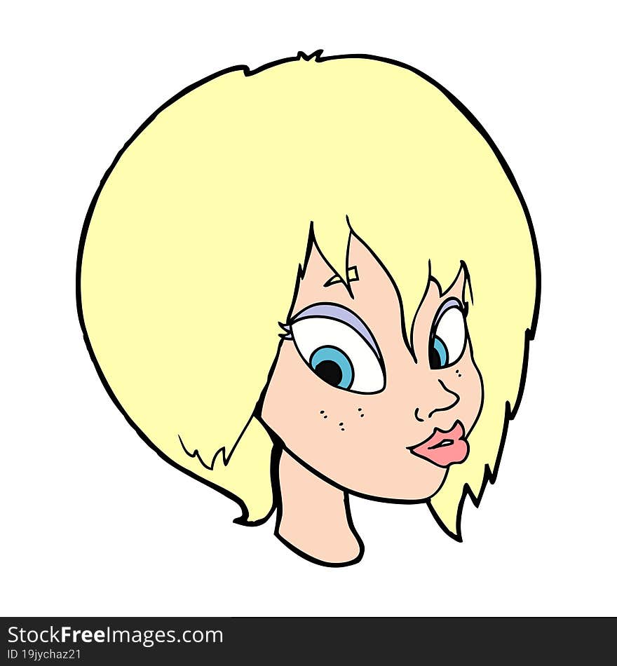 Cartoon Pretty Female Face Pouting