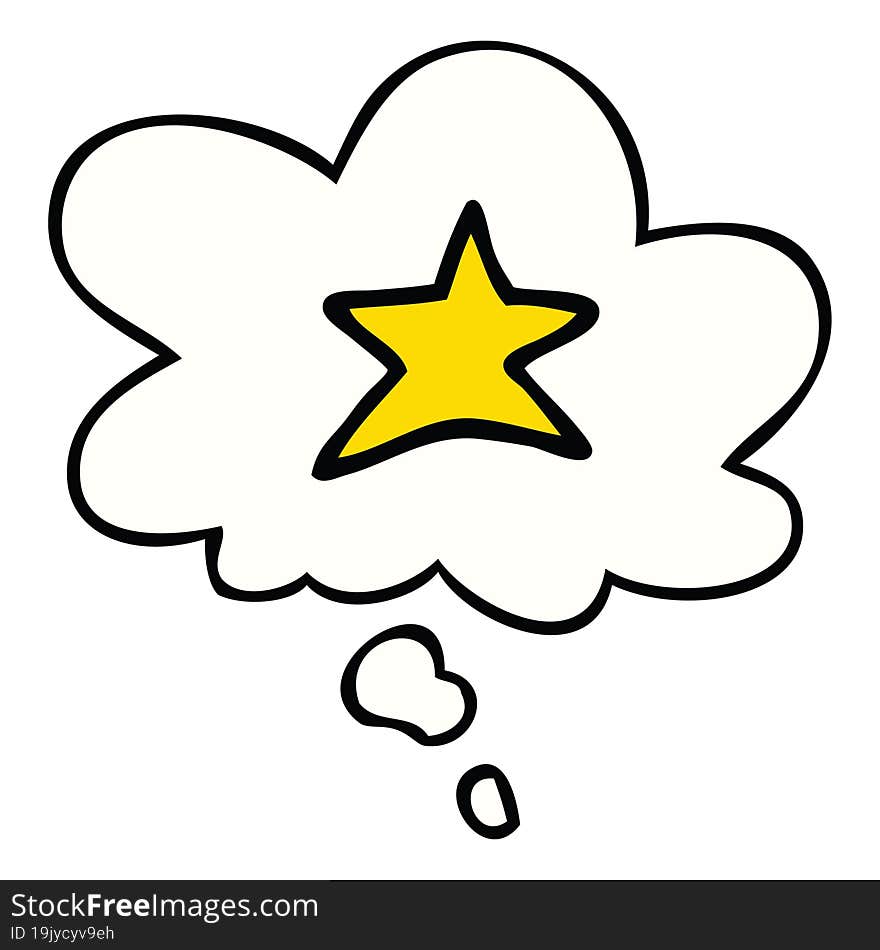 cartoon star symbol and thought bubble