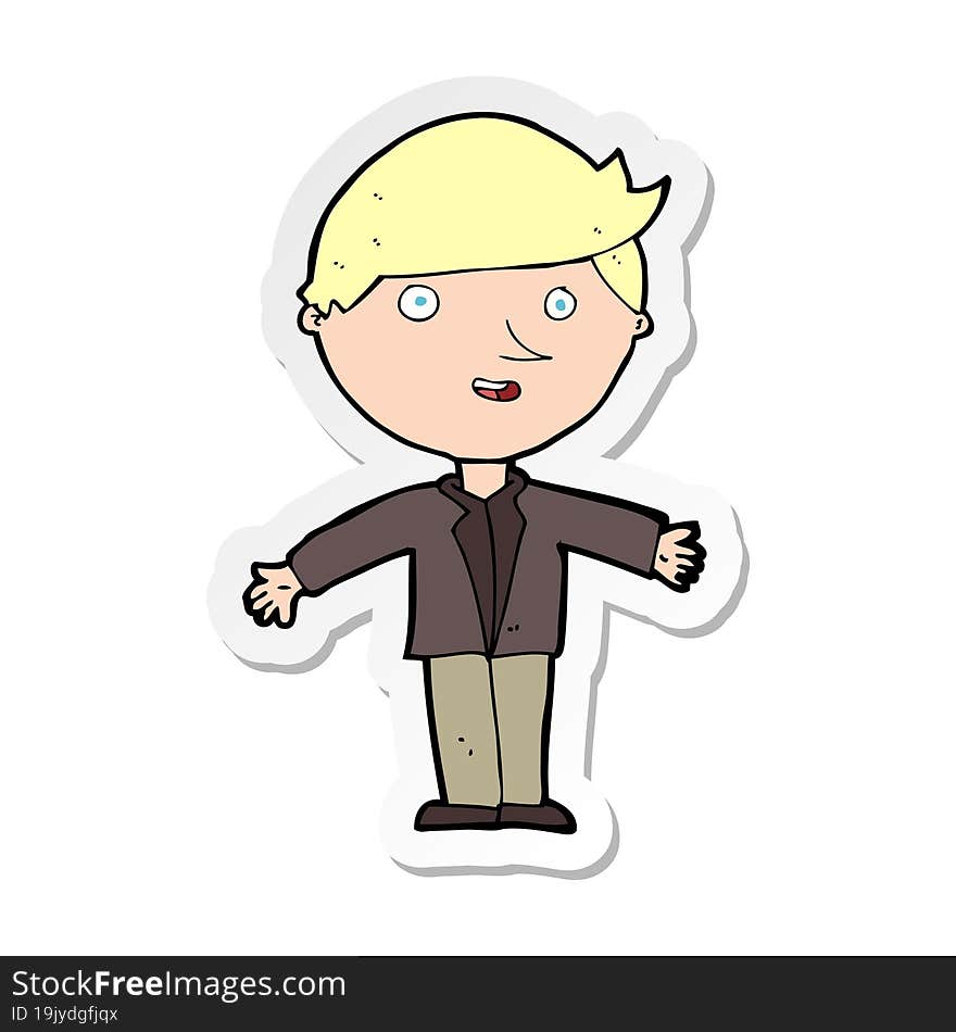 Sticker Of A Cartoon Man In Casual Jacket