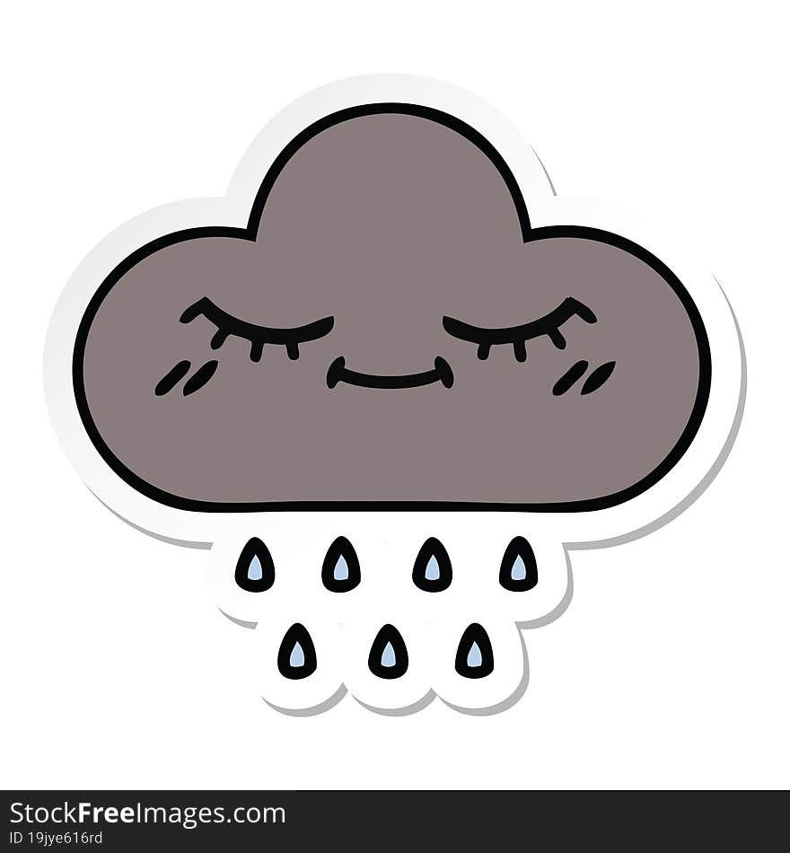 Sticker Of A Cute Cartoon Storm Rain Cloud