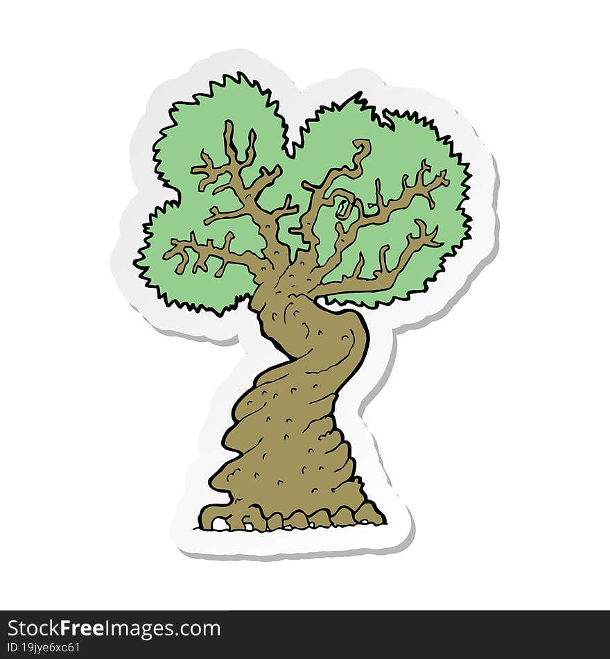 sticker of a cartoon big old tree