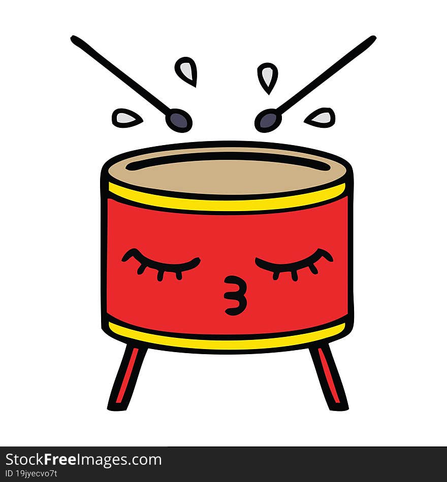 cute cartoon of a drum. cute cartoon of a drum