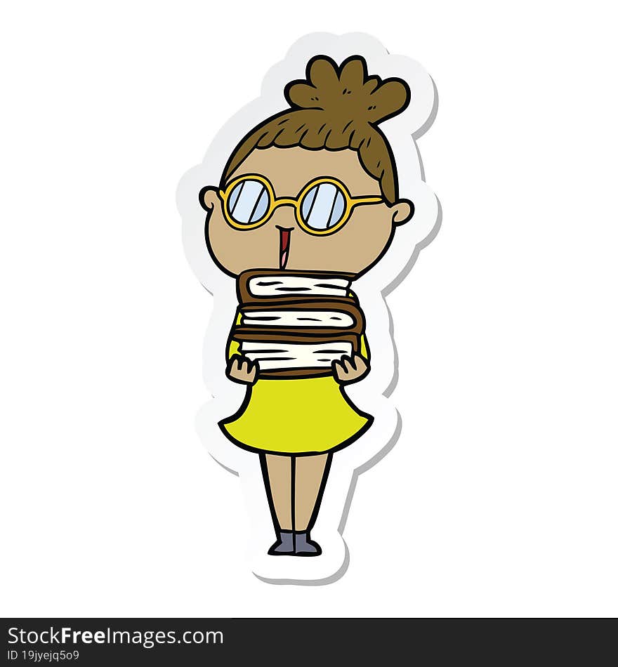 sticker of a cartoon woman wearing spectacles