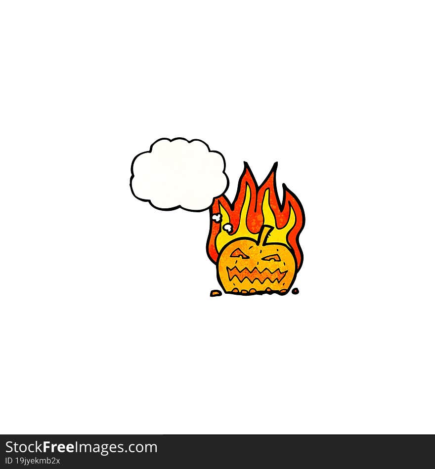 cartoon flaming pumpkin