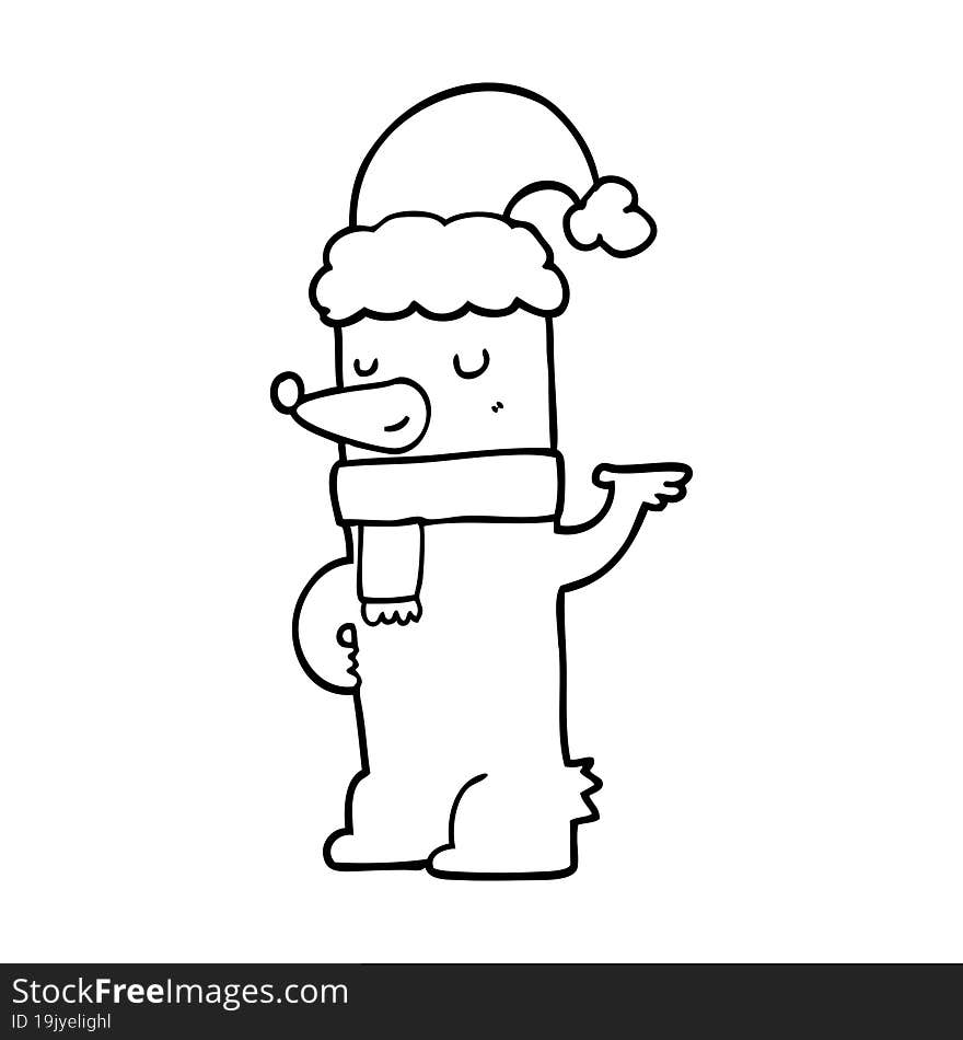 cartoon bear wearing christmas hat