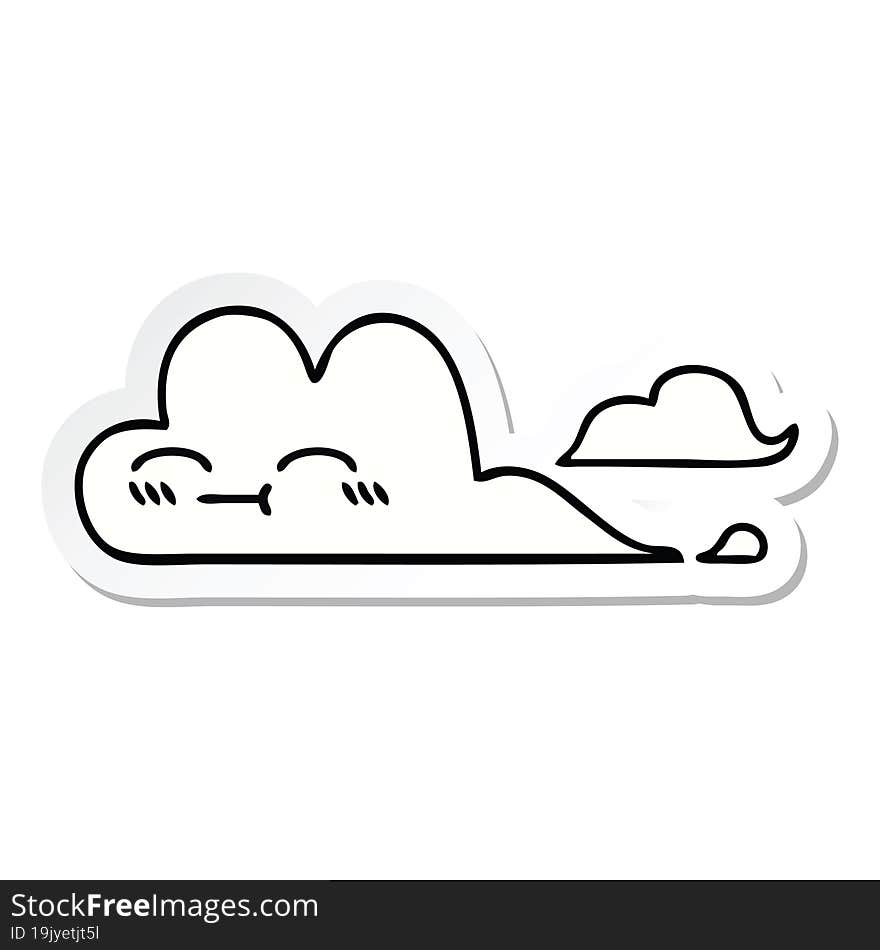 sticker of a cute cartoon white cloud