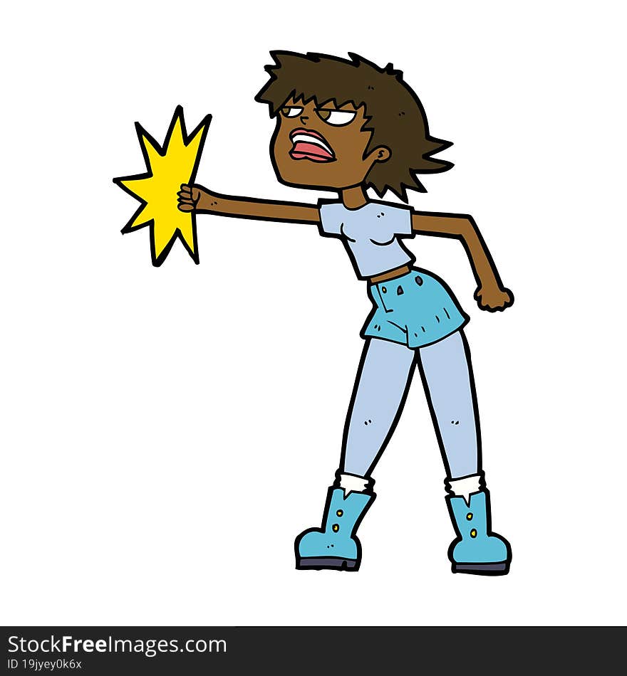 cartoon woman punching