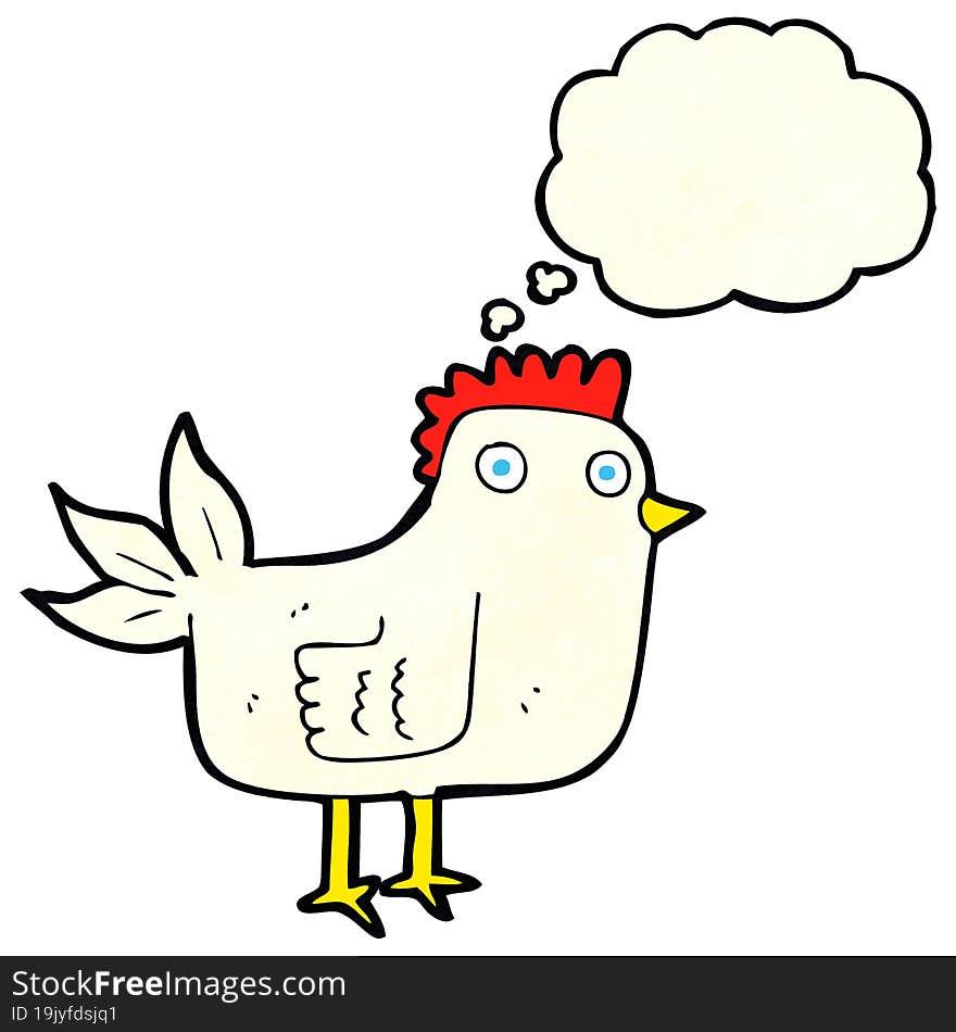 cartoon hen with thought bubble