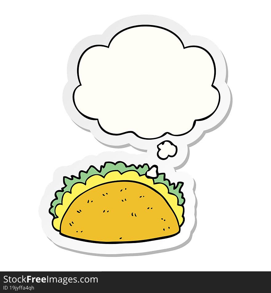 Cartoon Taco And Thought Bubble As A Printed Sticker