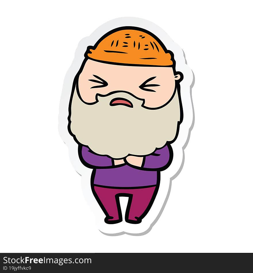 sticker of a cartoon man with beard