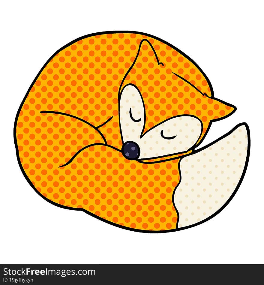 cartoon sleeping fox. cartoon sleeping fox