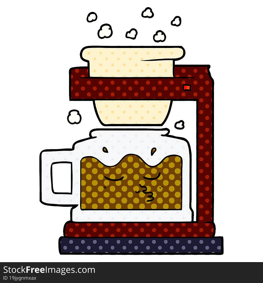 cartoon filter coffee machine. cartoon filter coffee machine