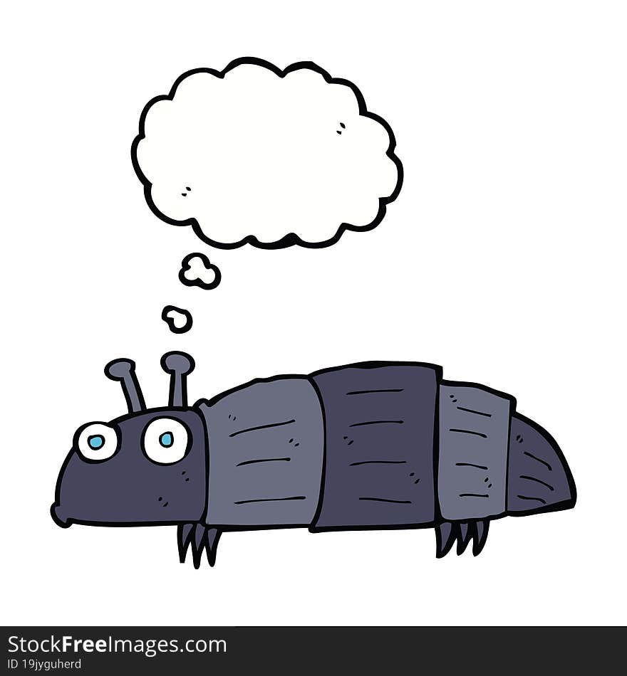 cartoon bug with thought bubble