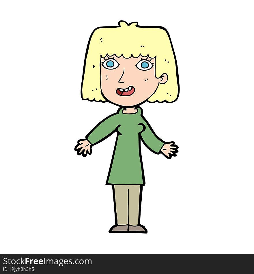 cartoon happy woman