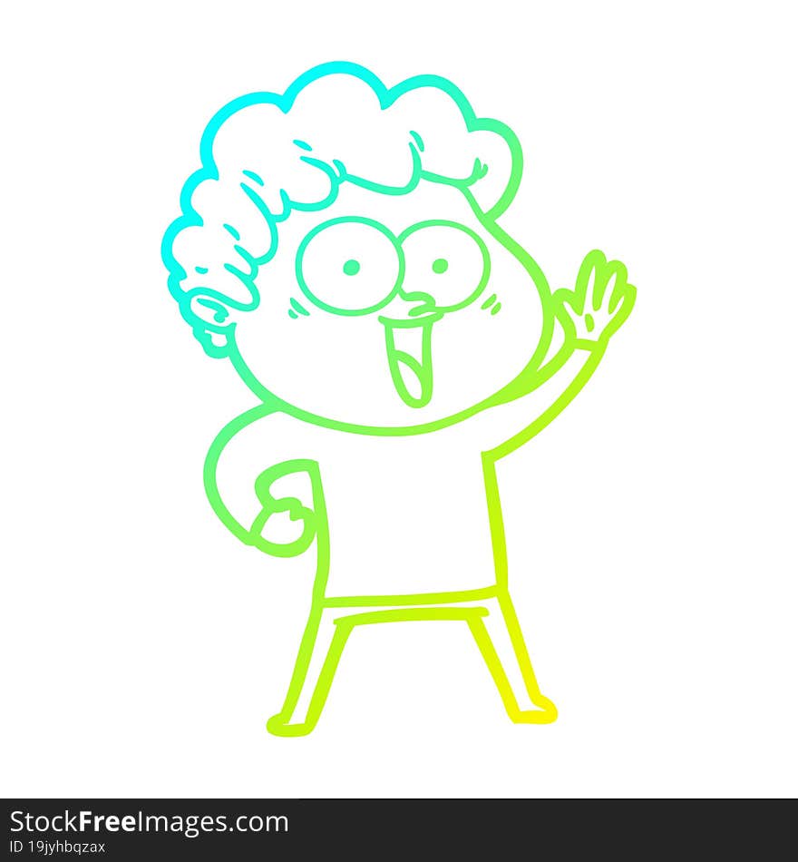 Cold Gradient Line Drawing Cartoon Happy Man