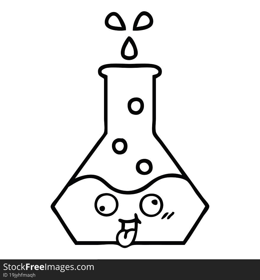 Line Drawing Cartoon Science Beaker