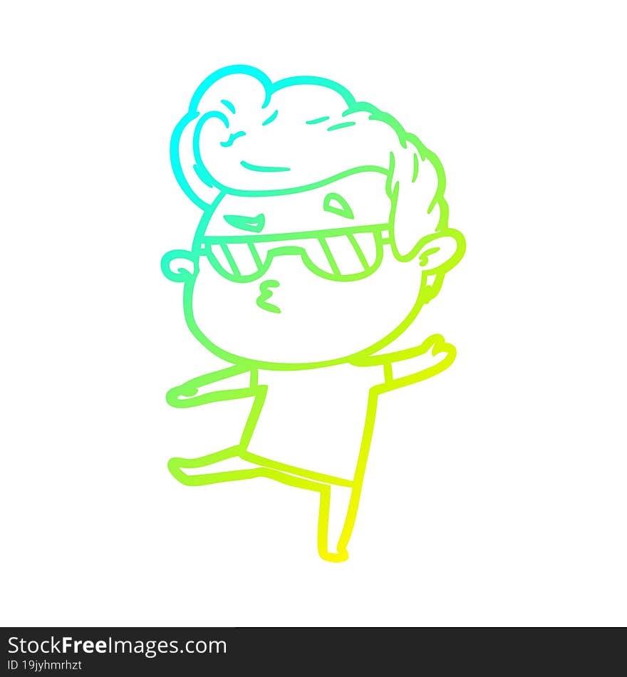 Cold Gradient Line Drawing Cartoon Cool Guy