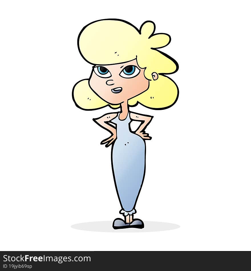 cartoon girl with hands on hips