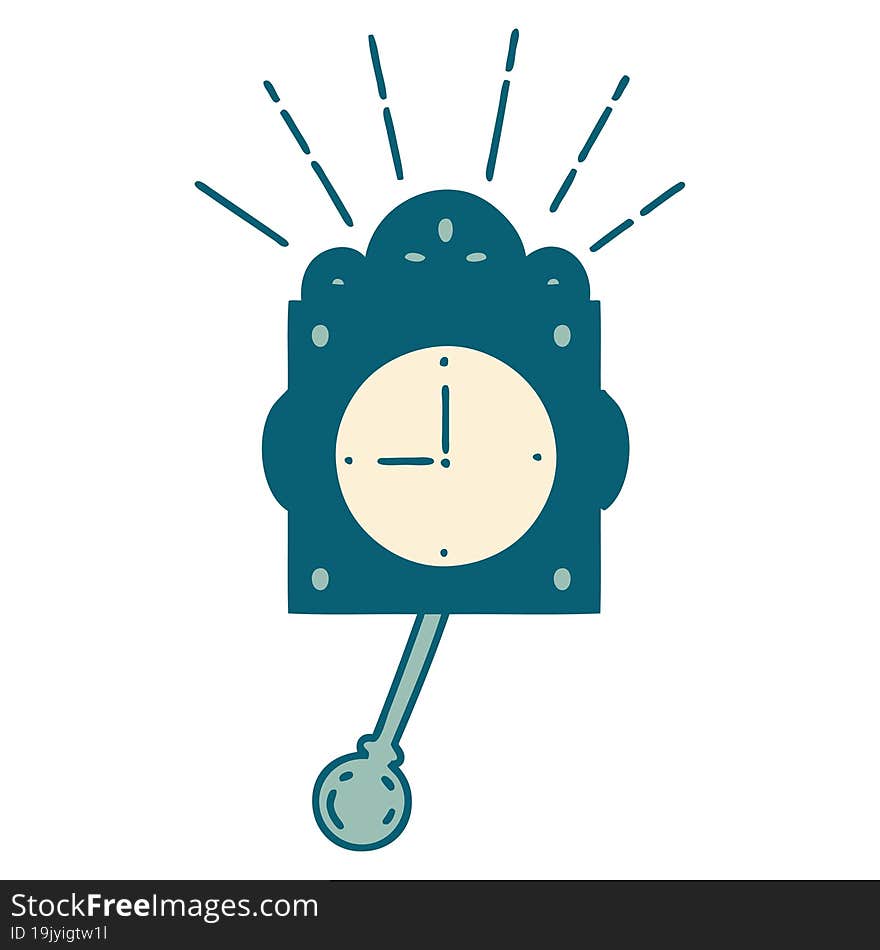 illustration of a traditional tattoo style ticking clock