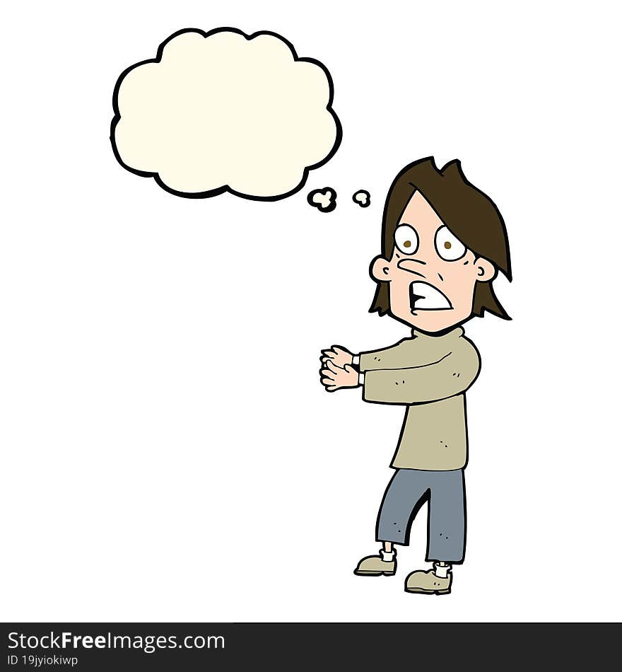 cartoon shocked man with thought bubble