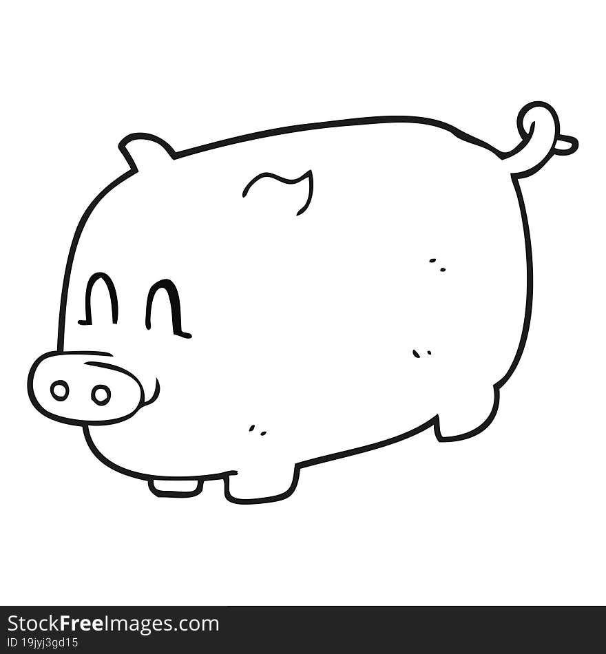 black and white cartoon pig