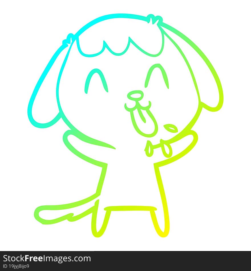 Cold Gradient Line Drawing Cute Cartoon Dog