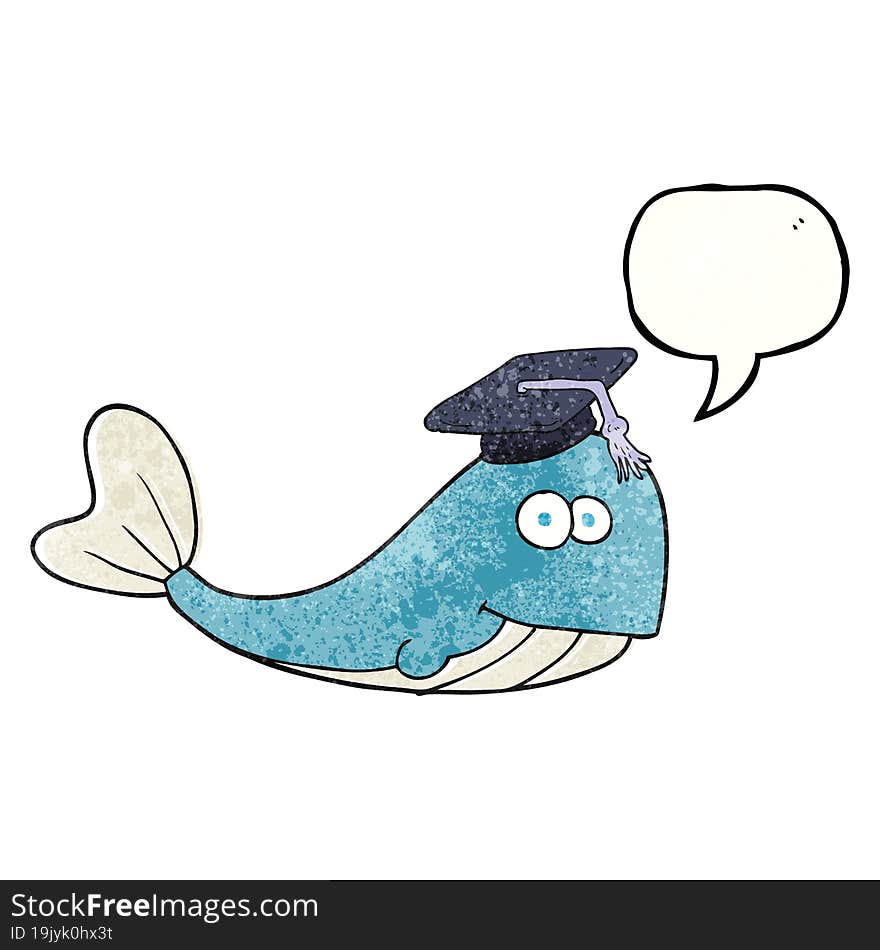 Speech Bubble Textured Cartoon Whale Graduate