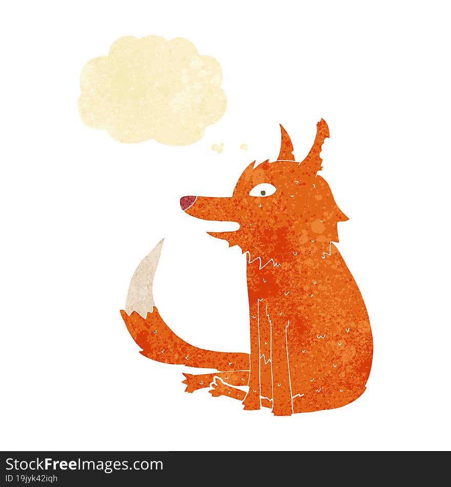 Cartoon Fox Sitting With Thought Bubble