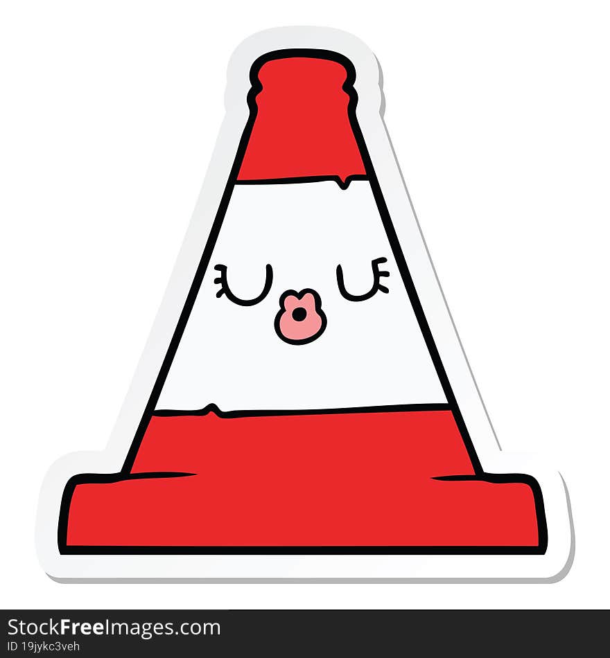 sticker of a cartoon road traffic cone