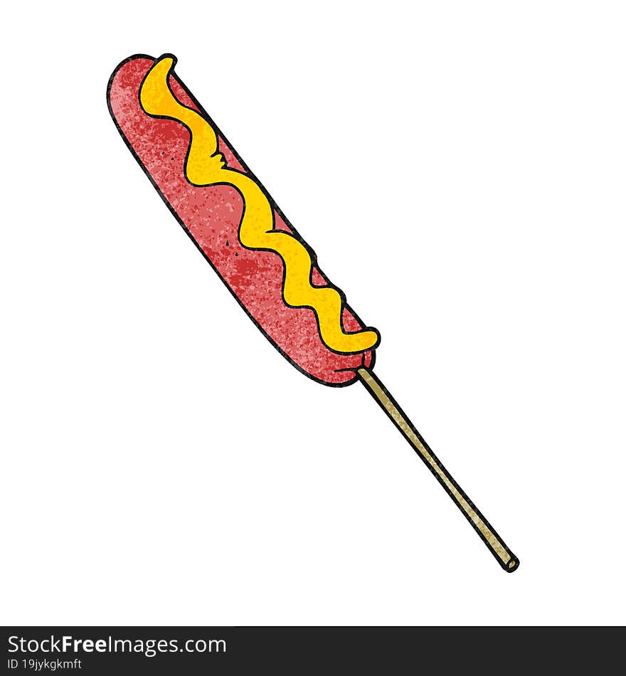 Textured Cartoon Hotdog On A Stick