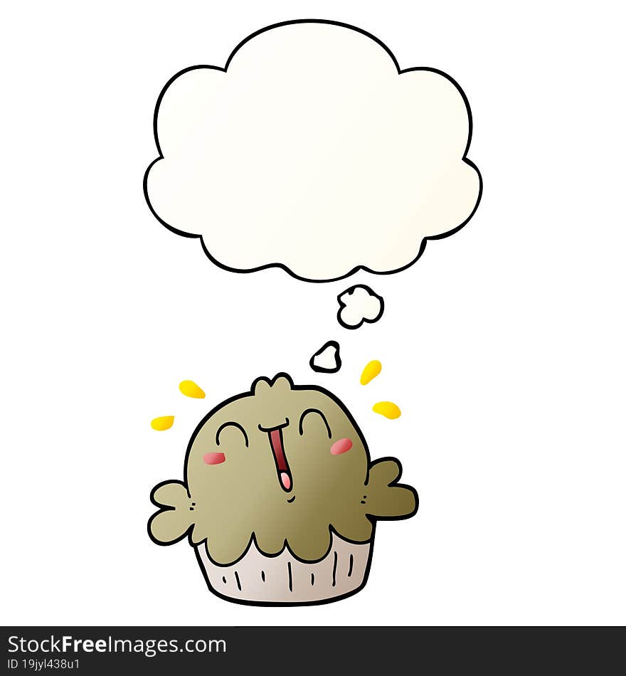 cute cartoon pie and thought bubble in smooth gradient style