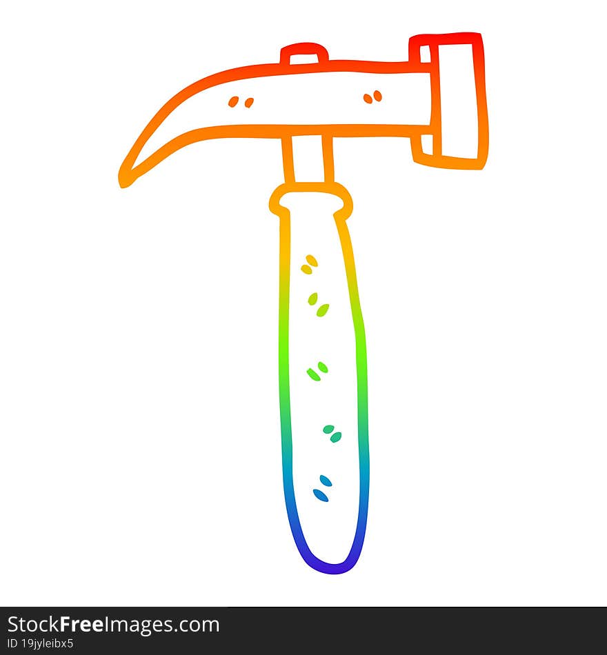 Rainbow Gradient Line Drawing Cartoon Hammer