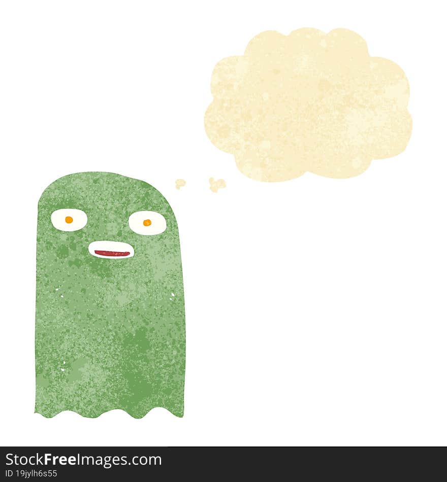 funny cartoon ghost with thought bubble