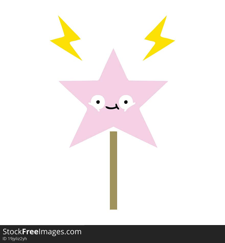 flat color retro cartoon magic wand