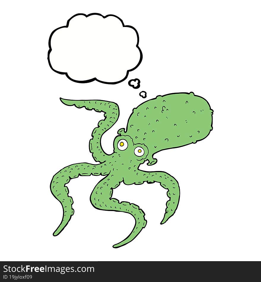 cartoon octopus with thought bubble