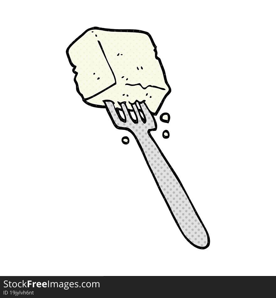 Cartoon Tofu On Fork