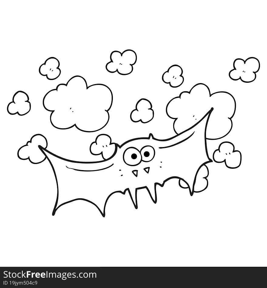 black and white cartoon vampire bat