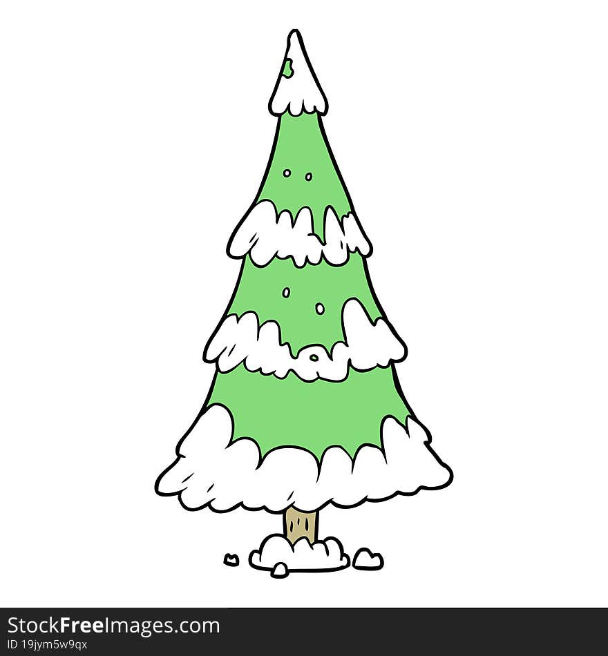 cartoon snowy christmas tree. cartoon snowy christmas tree