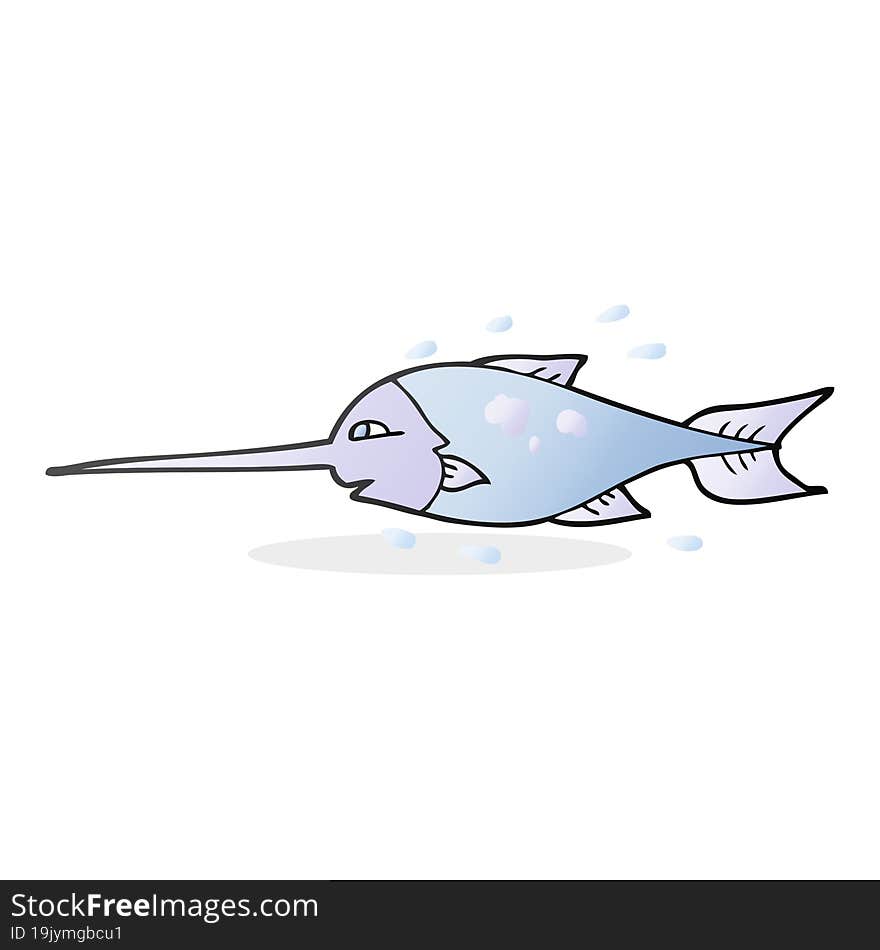 freehand drawn cartoon swordfish