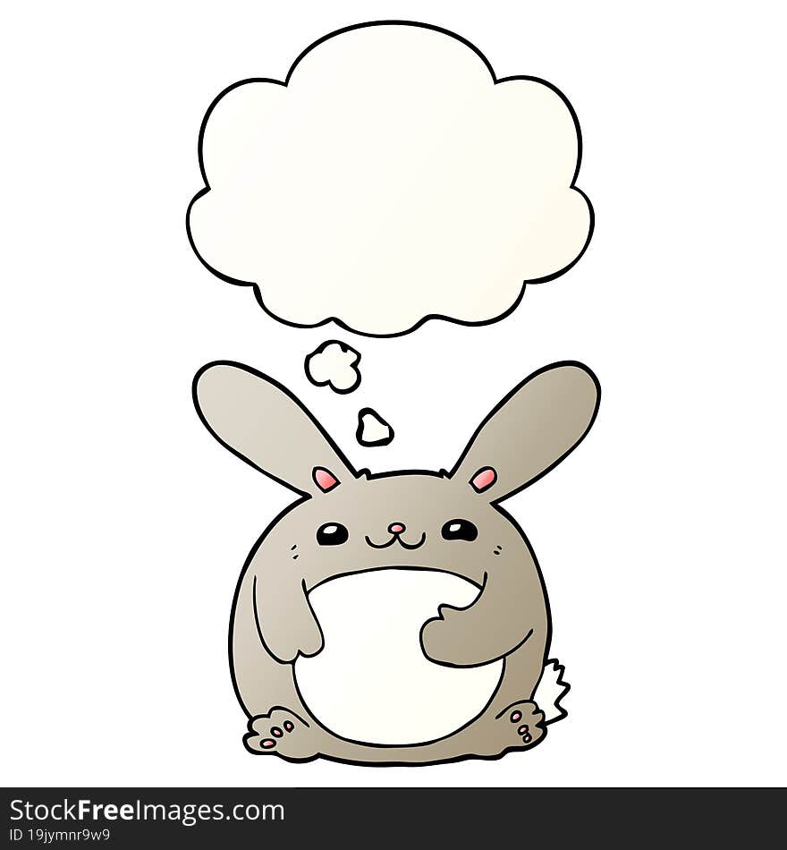 cartoon rabbit with thought bubble in smooth gradient style