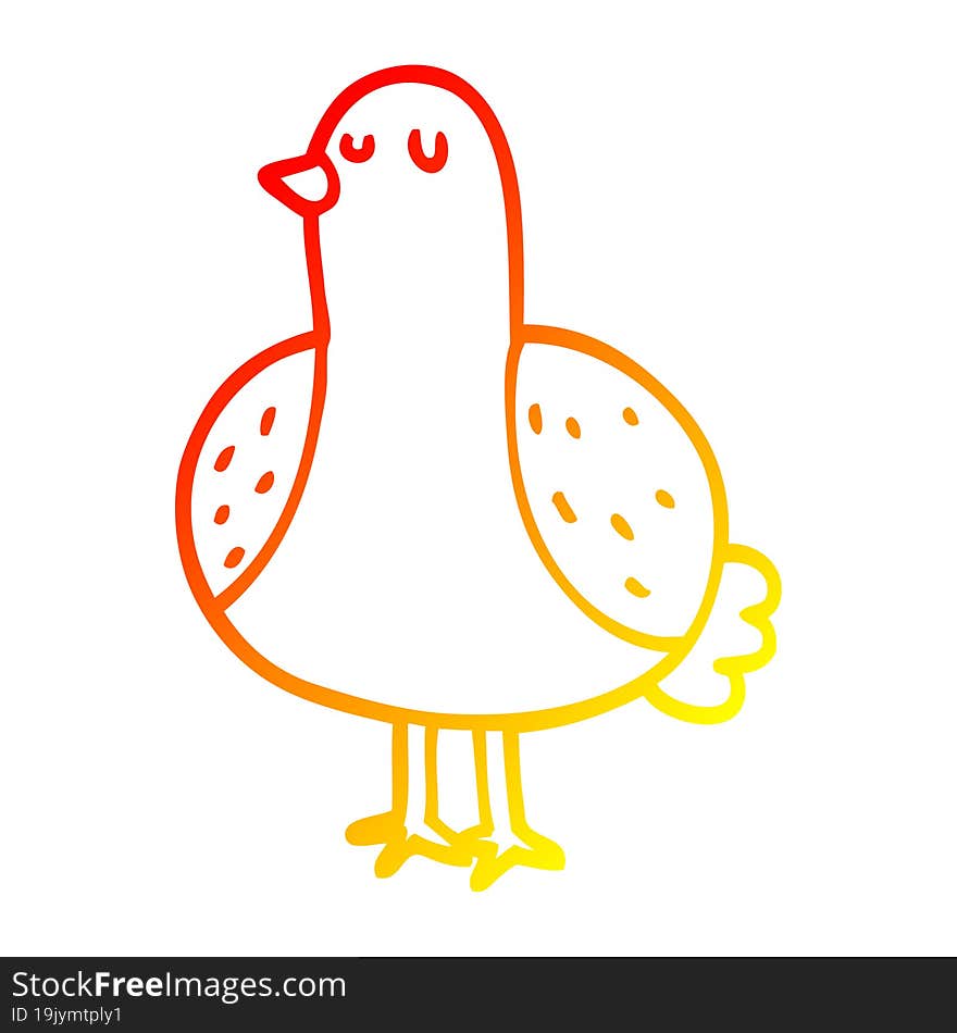 warm gradient line drawing cartoon bird