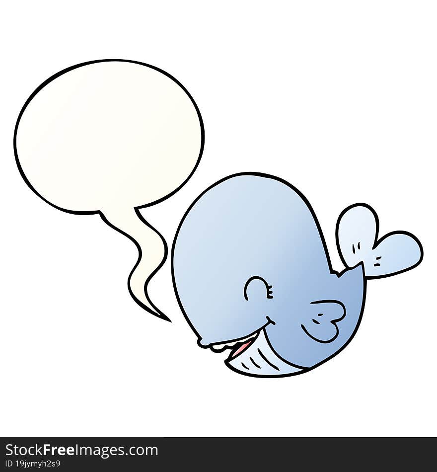 cartoon whale and speech bubble in smooth gradient style