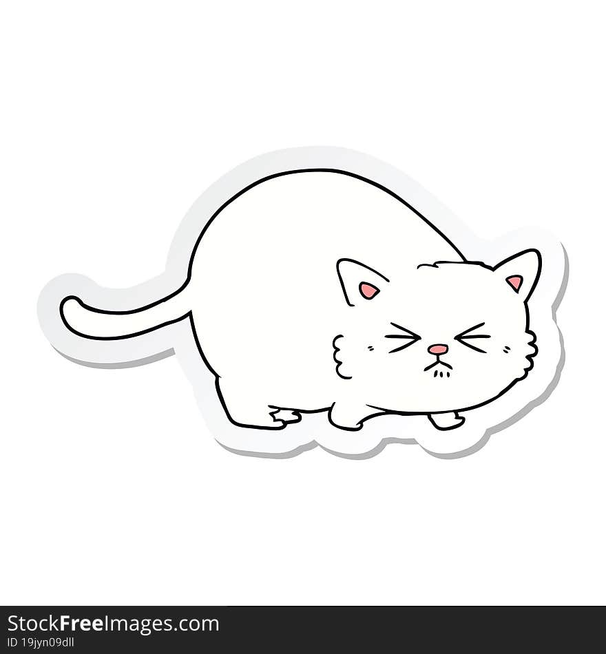 sticker of a cartoon angry cat