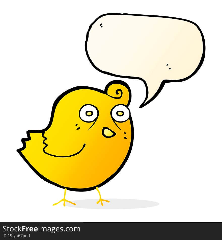 funny cartoon bird with speech bubble