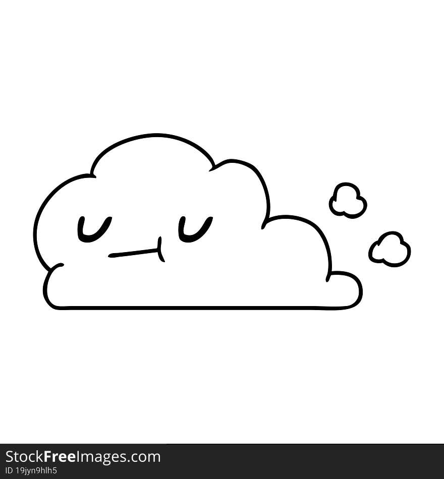 Line Drawing Of Kawaii Happy Cloud