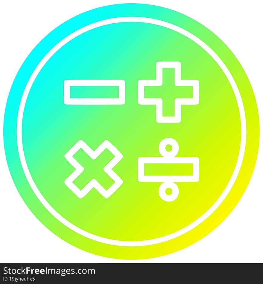 math symbols circular in cold gradient spectrum