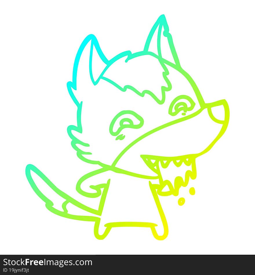 cold gradient line drawing cartoon hungry wolf