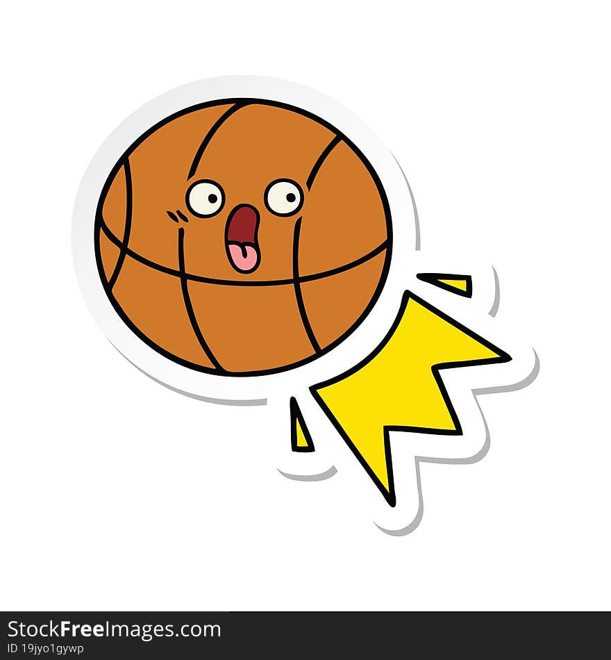 sticker of a cute cartoon basketball