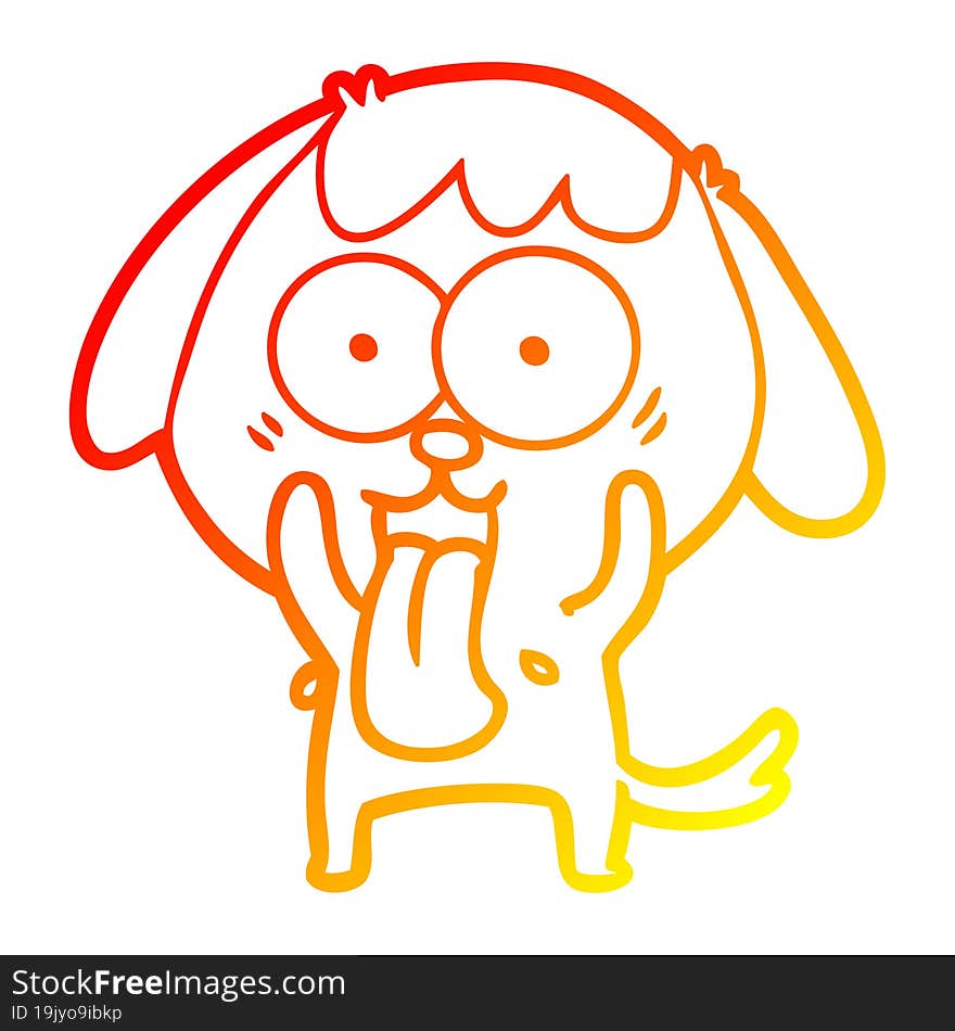 Warm Gradient Line Drawing Cute Cartoon Dog